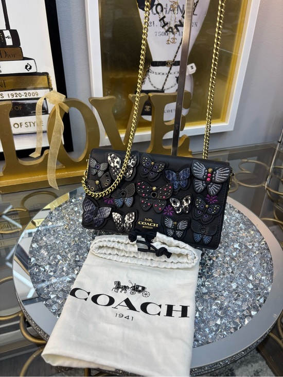 Coach Handbags - Coach 2019 Callie Foldover Chain Clutch with Butterfly Applique NWOT